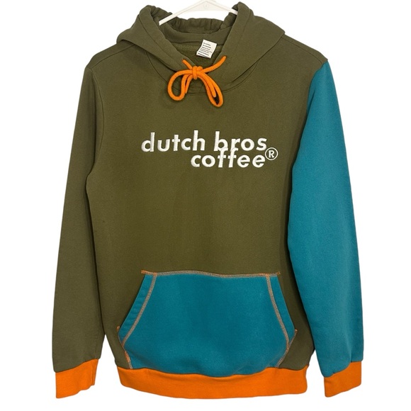 Dutch Bros MEDIUM BRAND NEW IN PACKAG Hoodie Camo Green+Blue+Orange DB 1992